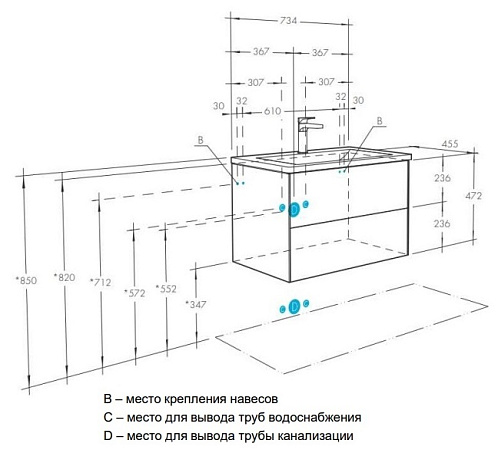 Тумба с раковиной Aquaton Сохо 75 1A2581K2AJ010, белый глянец