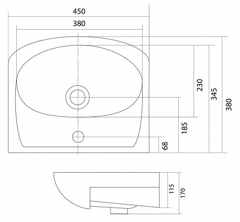 Раковина 45 см Акватон Акванью 1WH110150