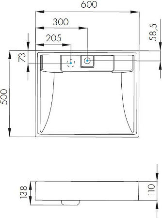 Раковина 60 см Акватон Рейн 1A72103KRW010