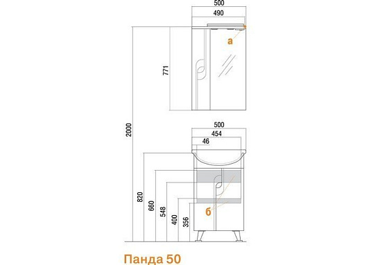 Тумба с раковиной Aquaton Панда 50 1A0537K1PD010, белый