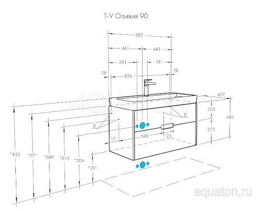 Тумба с раковиной Aquaton Оливия 90 1A2544K0OL010, белый матовый